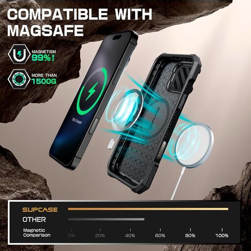 حافظة SUPCASE لهاتف iPhone 16 Pro Max مع حامل غطاء الكاميرا (UBMag XT)، [متوافقة مع MagSafe] [مسند مدمج] [حماية من الدرجة العسكرية] حافظة هاتف مغناطيسية متينة شديدة التحمل، أسود in Saudi Arabia