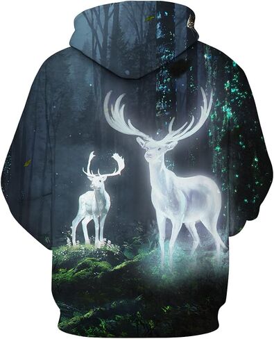Deer Hoodie Novelty Print Animal Hoodies Sweatshirt for Men Women in Saudi Arabia