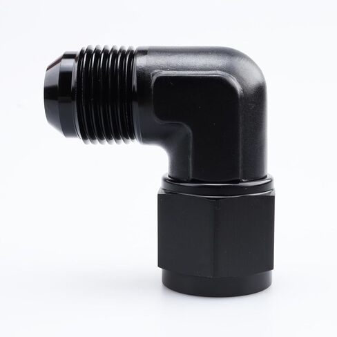 2PCS -3 AN Male to Female 90 Degree Elbow Swivel Hose Fitting Adapter Aluminum Black in Saudi Arabia