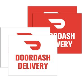 Car Magnets - Delivery Driver Door-Dash Magnet Sign Reusable Removable Waterproof Magnetic 4 Pcs (2 Red + 2 White) 20x25cm (7.8x9.8inch)