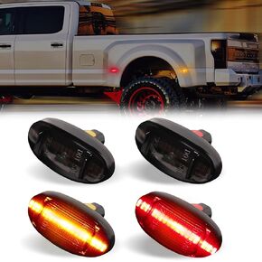 LED Dually Bed Fender Side Marker Lights For 2011-2022 Ford F250 F350 F450 F550 Super Duty Trucks Smoked Len (Amber Red)