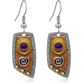 KaFu Bohemian Earrings Dangle Drop for Women Girls Vintage Ethnic Sculpted Earrings Handmade Boho Geometry Statement Earrings Jewelry Gift