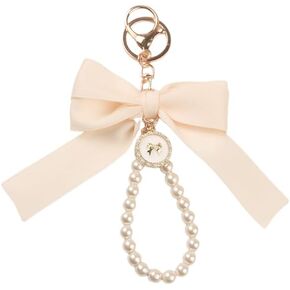Cute Lily Sakura Flower Keychain for Women Pearl Bow Key Chains Car Keys Holder Accessories in Kuwait