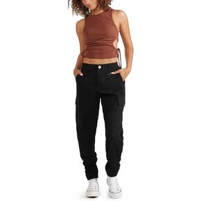 FIVESTAR GENERAL Women's Slash Pocket Cargo Utility Jogger, High-Rise, Button Closure with Brass Zipper