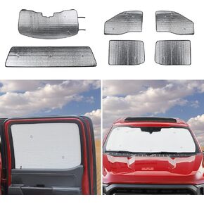 Jimen Compatible with Ford F150 4 Door 2021-2023, 6PCS Car Front Windshield Visor & Side Window Sun Shade