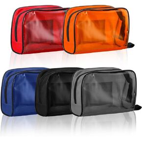 Sosation 5 Colors First Aid Kit Bag Empty Medical Kit Accessory Pouches Zippered Portable Travel Medicine Bag with Transparent Window for Home Outdoor Car Supplies, 8.7 x 3 x 5.1 Inch (5 Pcs)