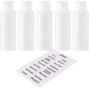 3.4oz Travel Bottles for Toiletries TSA Approved Leakproof Squeeze Plastic Empty Travel Size Bottles Refillable Liquid Containers with Labels (5 Pack)