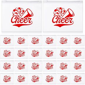 Sunnyray 60 Pcs Cheer Teams Gifts Cheer Cosmetic Makeup Bags Bulk for Women Cheerleader Cheer Team EVA Bag for Women Makeup Toiletry Bags Pouch with Zipper Cheer Party