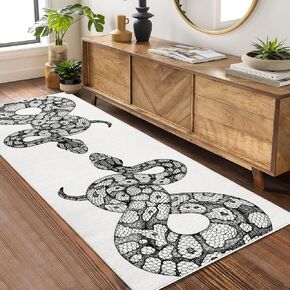 5x7 Rug Washable Living Room Rugs Serpent Area Rug for Bedroom Office Rug Non-Slip Backing Throw Rugs Modern Area Rug Snake Design Room Decor Ghothic Rug Black and White Rug