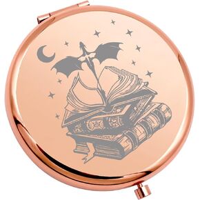 WSNANG Fantasy Novel 4th Wing Gift Fourth Wing Inspired Makeup Mirror Xaden Riorson House Compact Mirror Dragon Rider Gift (Sun Moon Mirror-T)