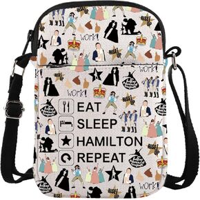 TSOTMO Hamilton Gift Eat Sleep Hamilton Repeat Crossbody Bag for Hamilton Fans Musical Lovers Gifts