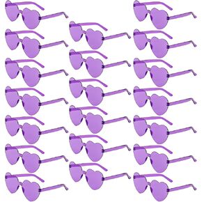 20 Pairs Heart Shaped Sunglasses Bulk, Colorful Rimless Fun Heart Sunglasses for Women Party Favors