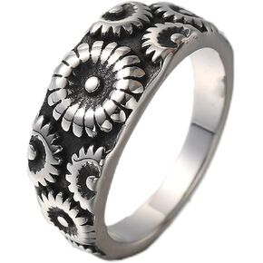 Jude Jewelers Stainless Steel Retro Vintage Sun Flower Floral Wedding Band Cocktail Party Holiday Ring