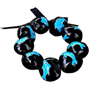 BlueRica Hand Painted Flower Kukui Bracelet
