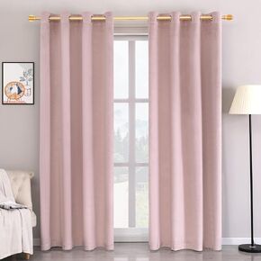 Super Soft Luxury Velvet Curtains for Living Room Light Blocking Velvet Curtain Panels Privacy Grommet Window Drapes for Bedroom/Sliding Glass Door, 2 Panels (Pink, 52W84L)