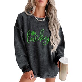 المرأة سباركلي الترتر مهرجان البلوز عادية Crewneck المتضخم سروال قصير سترة طويلة الأكمام قميص البلوز القمم