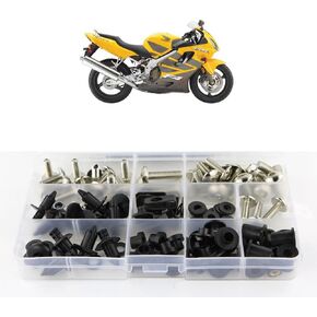 Xitomer Full Sets Fairing Bolts Kits, Fit for CBR600 F4 F4I 1999 2000 2001 2002 2003 2004 2005 2006 2007, Mounting Kits Grommets/Washers/Fastenings/Clips/Nuts (Matte Black)