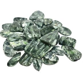 Kanta 100Cts, Natural Seraphinite Loose Gemstone Wholesale Cabochon Lot, Jewelry Making Loose Gemstone, Healing Crystals, Bulk Gemstone, Seraphinite Loose Gemstone Multicolor