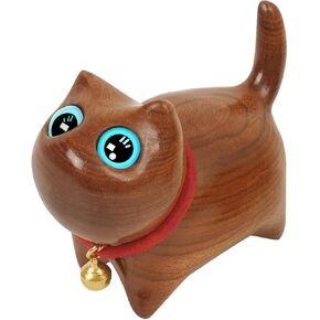 Mini Cute Wooden Cat Figurine, Rosewood Hand Carving, Gift for Family,Women, Friends, Parties or Birthday