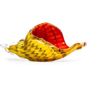 Hand-Blown Glass Conch Shell Figurine - Vibrant Sea Inspired Décor for Home, Office, or Aquarium-Glass
