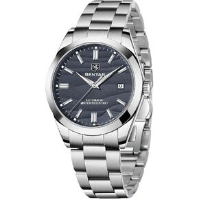 BENYAR Men's Watch Automatic Movement Stainless Steel Strap 50M Waterproof Luminous with Calendar Display Casual Business Men's Sport Watch