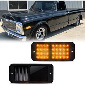 Front LED Bumper Side Marker,Turn Signal Lights for Chevy C10 & GMC Pickup Trucks C15 C25 C35 1968-1972,OEM Part # 911310, 911311, GM2860102, 414314069C