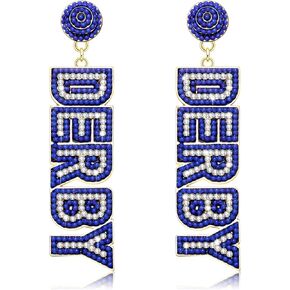 Derby Earrings, Beaded Floral Race Horse Earrings, Kentucky Derby Accessories, Western Horse Racing Fan Jewelry Gifts