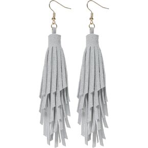 Women's Long Leather Tassel Earrings