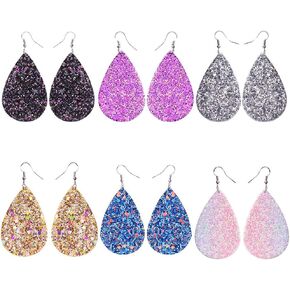 lureme Faux Leather Earrings Set for Women Lightweight Teardrop Handmade Leaf Earrings (er006191)