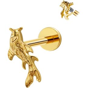G23 Titanium 1 Pcs Koi Fish Cartilage Earring for Women 16G Flat Back Stud Helix Tragus Piercing Jewelry 6mm