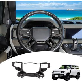 Steering Wheel Cover Trim Interior Accessories Compatible with Land Rover Defender 2020-2025 Car Steering Wheel Decoration Frame Trim,Steering Wheel Button Frame Cover (Matte Black)