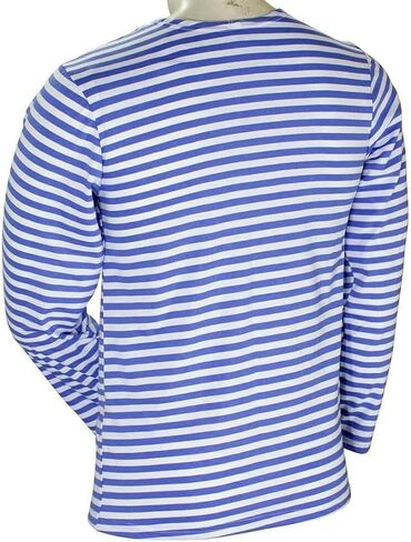 Blue-White Striped Russian Military Paratrooper Long Sleeve T-Shirt - Sailor's Striped T-Shirt - Knitted Not Dyed Vest (XL - 44 inch) in Saudi Arabia