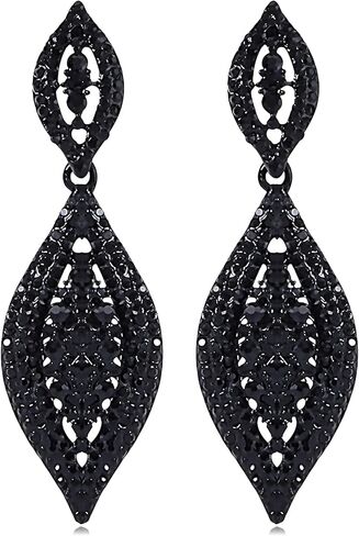 Rhinestone Earrings for Women Black Earrings Sparkling Earrings Dangling Cystal Wedding Prom Earrings Party Accessories New Year Christmas Gifts Stocking Stuffers in Saudi Arabia