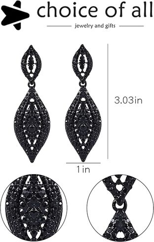 Rhinestone Earrings for Women Black Earrings Sparkling Earrings Dangling Cystal Wedding Prom Earrings Party Accessories New Year Christmas Gifts Stocking Stuffers in Saudi Arabia
