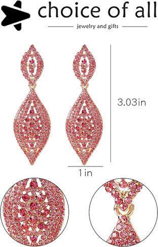 Rhinestone Earrings for Women Black Earrings Sparkling Earrings Dangling Cystal Wedding Prom Earrings Party Accessories New Year Christmas Gifts Stocking Stuffers in Kuwait