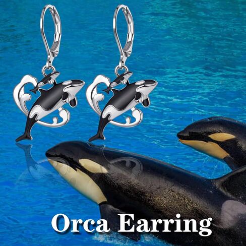 أقراط حيوانات البحر Orca/Stingray Leverback أقراط مجوهرات حيوانات المحيط هدايا حيوانات للنساء وعيد ميلاد الابنة in Kuwait