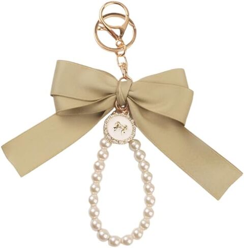 Cute Lily Sakura Flower Keychain for Women Pearl Bow Key Chains Car Keys Holder Accessories in Saudi Arabia
