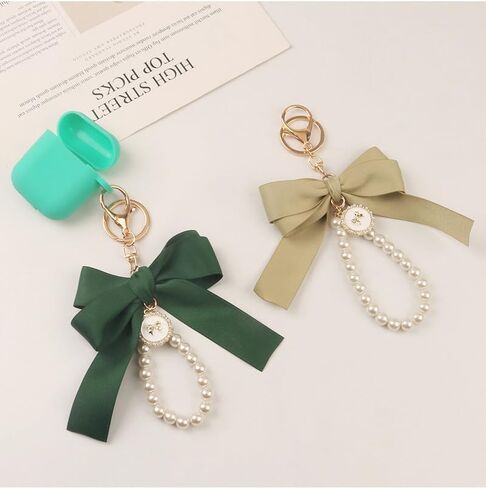 Cute Lily Sakura Flower Keychain for Women Pearl Bow Key Chains Car Keys Holder Accessories in Saudi Arabia