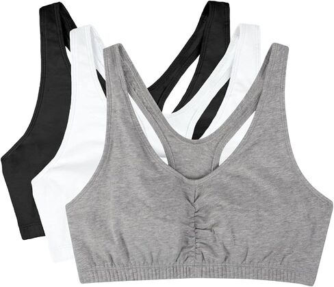 Fruit of the Loom Women's Shirred Front Racerback Pull Over Sports Bra, 3-Pack in Saudi Arabia