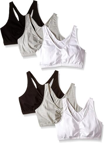 Fruit of the Loom Women's Shirred Front Racerback Pull Over Sports Bra, 3-Pack in Saudi Arabia