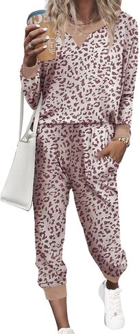 Ekouaer Pajamas Set Long Sleeve Pj Sets 2 Piece Jogger Pajama Sets Soft Sleepwear Loungewear for Women in Kuwait