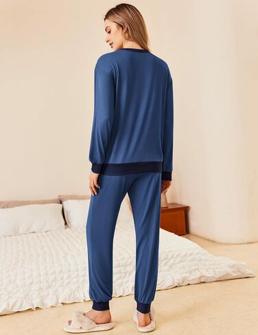 Ekouaer Pajamas Set Long Sleeve Pj Sets 2 Piece Jogger Pajama Sets Soft Sleepwear Loungewear for Women in Kuwait