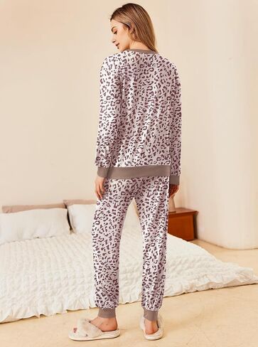 Ekouaer Pajamas Set Long Sleeve Pj Sets 2 Piece Jogger Pajama Sets Soft Sleepwear Loungewear for Women in Kuwait