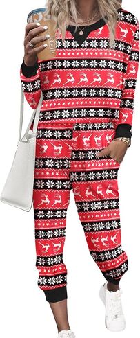 Ekouaer Pajamas Set Long Sleeve Pj Sets 2 Piece Jogger Pajama Sets Soft Sleepwear Loungewear for Women in Kuwait