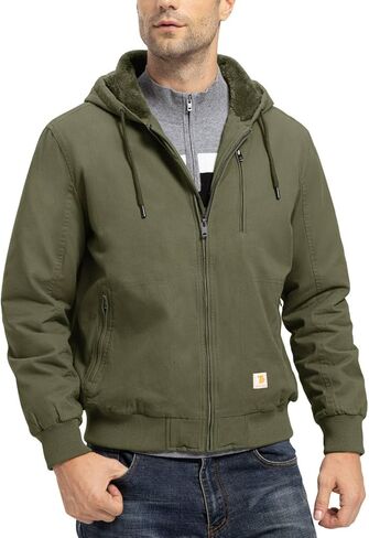 TBMPOY Men's Winter Jackets Hooded Work Cotton Fleece Lined Duck Coats Flannel Active Workwear Coat in Kuwait