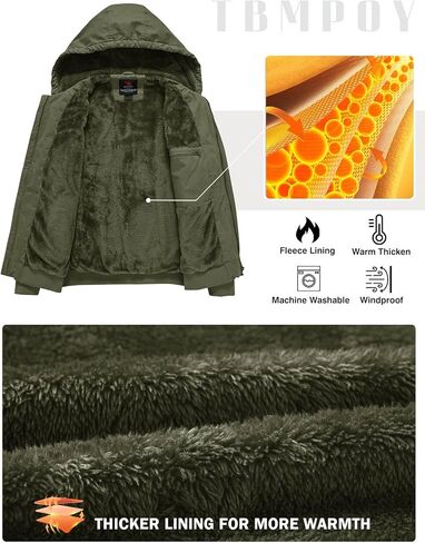TBMPOY Men's Winter Jackets Hooded Work Cotton Fleece Lined Duck Coats Flannel Active Workwear Coat in Kuwait