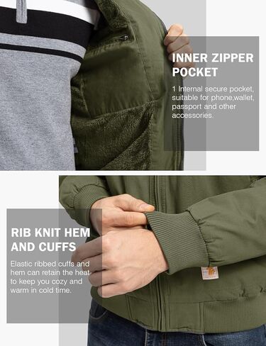 TBMPOY Men's Winter Jackets Hooded Work Cotton Fleece Lined Duck Coats Flannel Active Workwear Coat in Kuwait