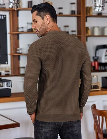 COOFANDY Men's Knit Polo Shirts Long Sleeve Sweater Polo Lightweight Fashion Casual Collared T Shirts in Saudi Arabia