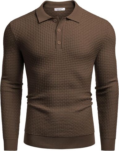 COOFANDY Men's Knit Polo Shirts Long Sleeve Sweater Polo Lightweight Fashion Casual Collared T Shirts in Saudi Arabia