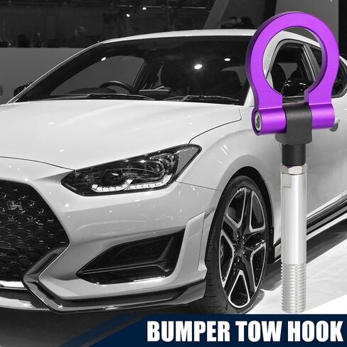 X AUTOHAUX Red Aluminum Alloy Round Front Rear Bumper Trailer Ring Eye Towing Tow Hook Screw for Hyundai Veloster 2012-17 for M20x2.5 Screw in Saudi Arabia